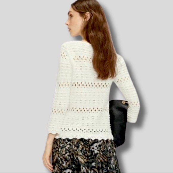 Ted Baker White Crochet Embroidred Knit Top Sz. 2 - Picture 7 of 10